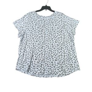 Old Navy Tee Shirt Women's XXL Gray Leopard Short Sleeve Lightweight Casual Top